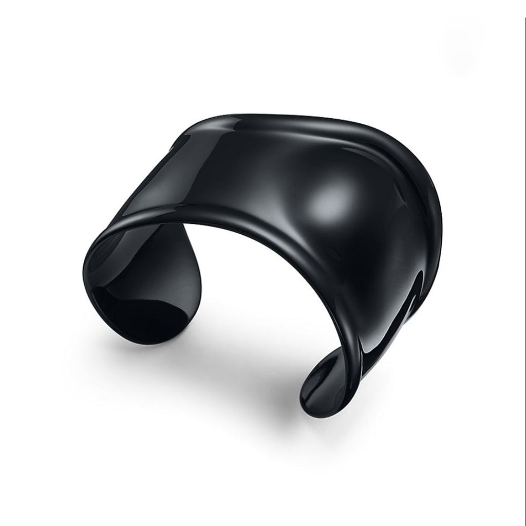 18K Tiffany & Co. Elsa Peretti Small Bone Cuff Black Bracelet