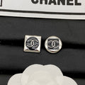 18K Chanel Black & White Square Gold Earrings