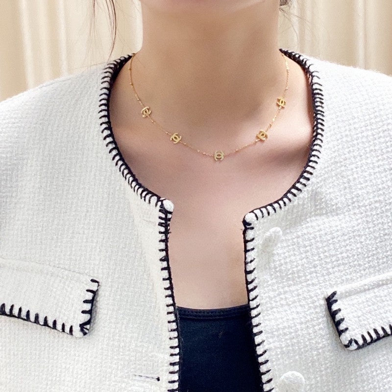 18K Chanel Small Logo Gold Necklace