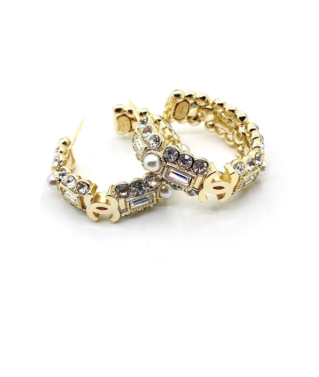 18K Chanel Crystals Circle Earrings