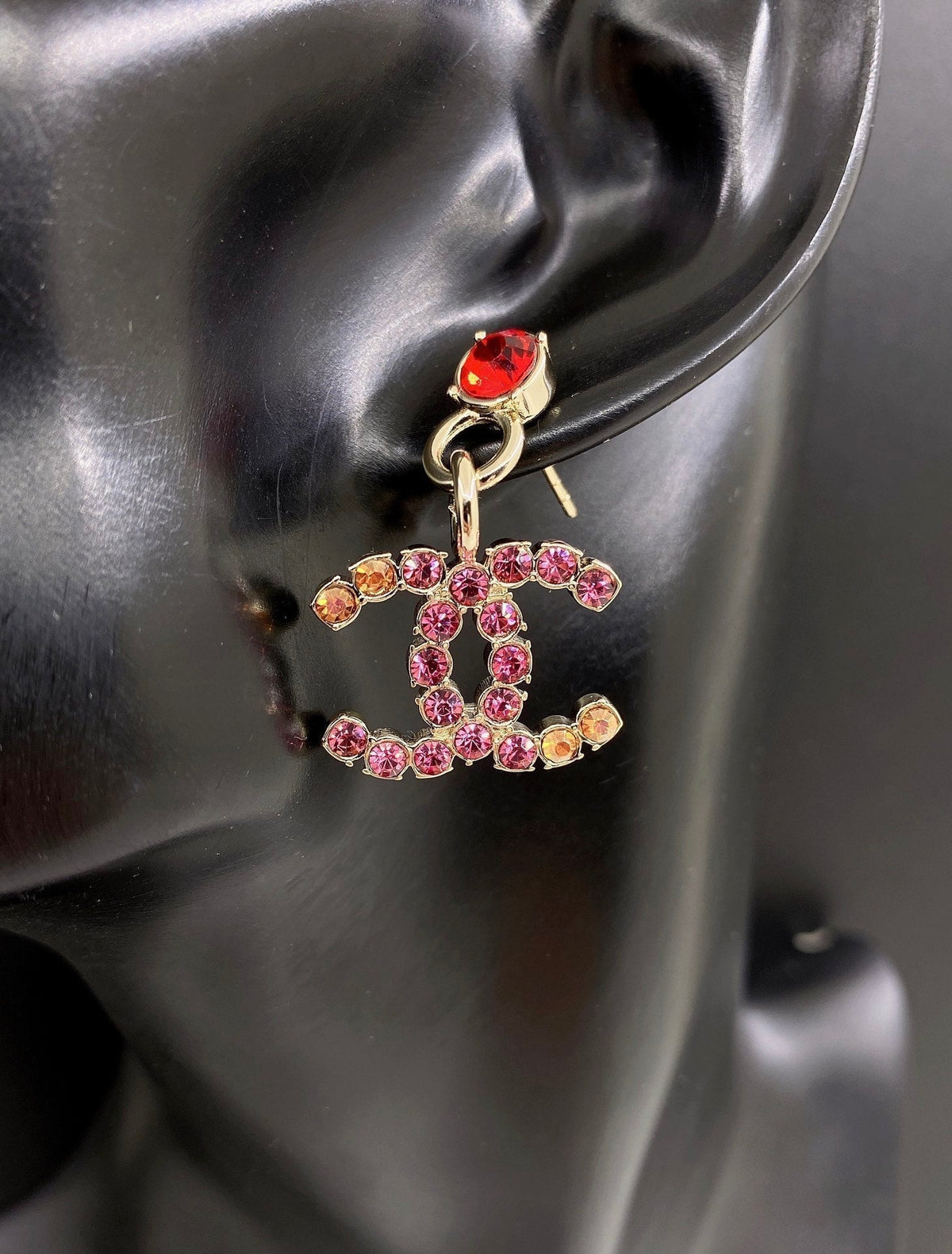 18K Chanel Pink Crystals Earrings