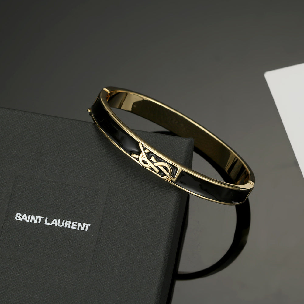 18K Saint Laurent YSL Black Bracelet