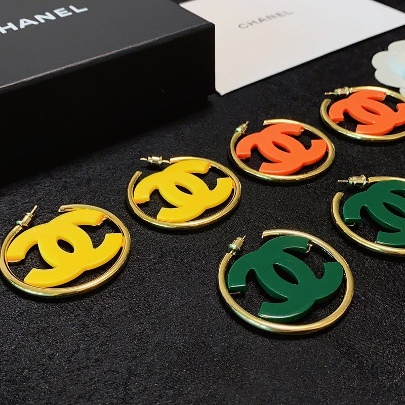 18K Chanel Color Logo Earrings