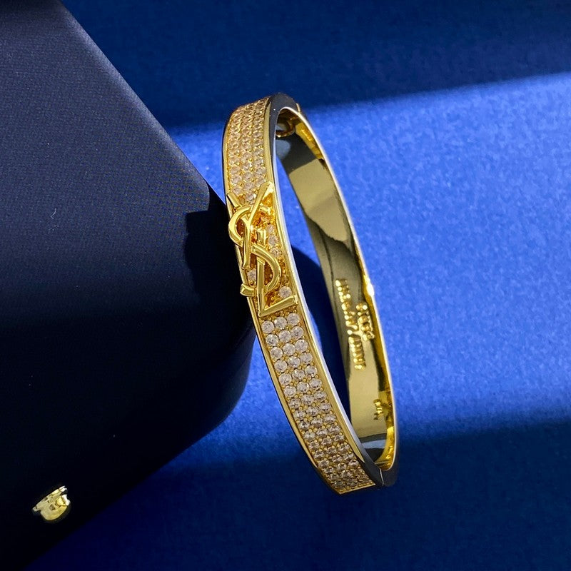 18K Saint Laurent YSL Diamond Bracelet
