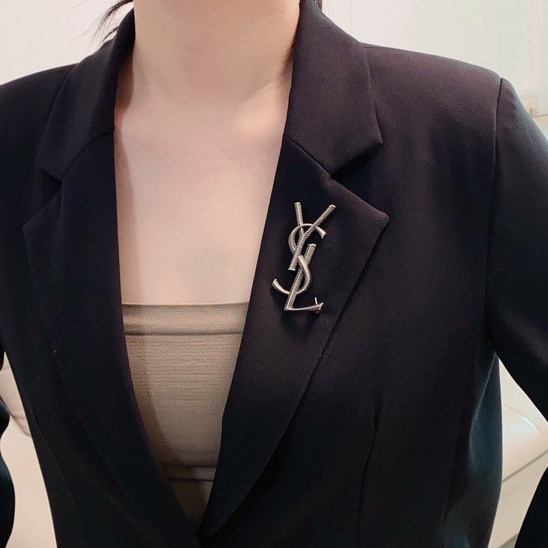 18K Saint Laurent YSL Three Color Brooch