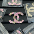 18K Chanel Pink & Black Heart Brooch