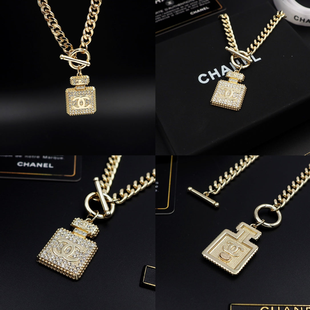18K Chanel Diamond Perfume Bottle Pendant Necklace