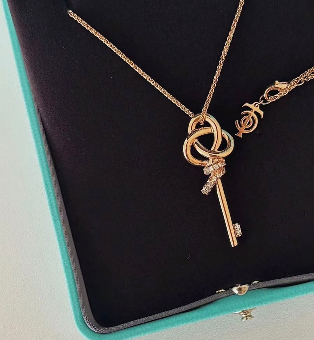 18K Tiffany & Co. Keys Woven Diamonds Medium Necklace