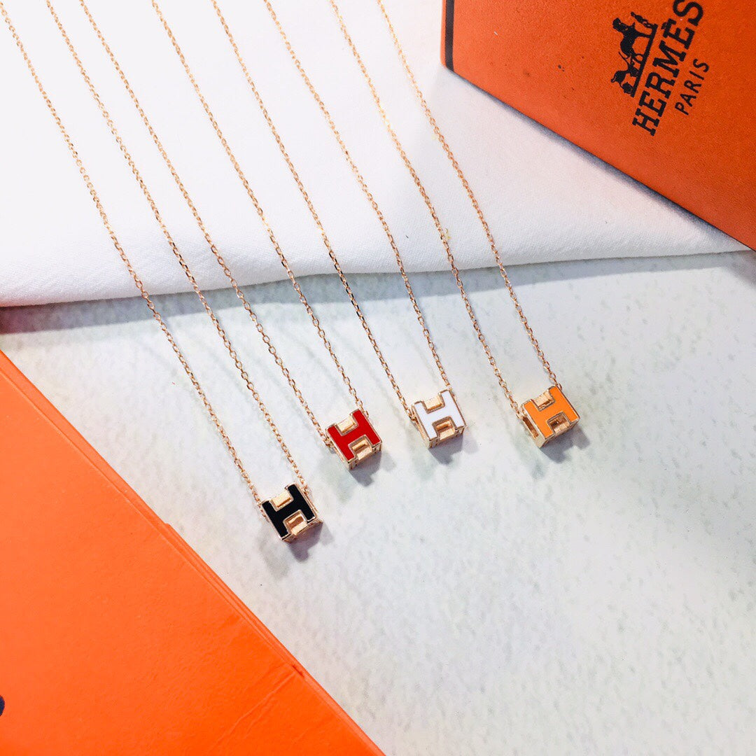 18K Cage D'H White Hermès Necklace