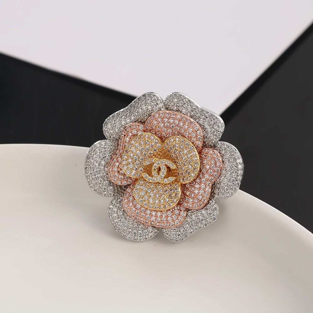 18K Chanel Camellia Pink Diamonds Brooch