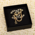 18K Chanel Black Chain Brooch