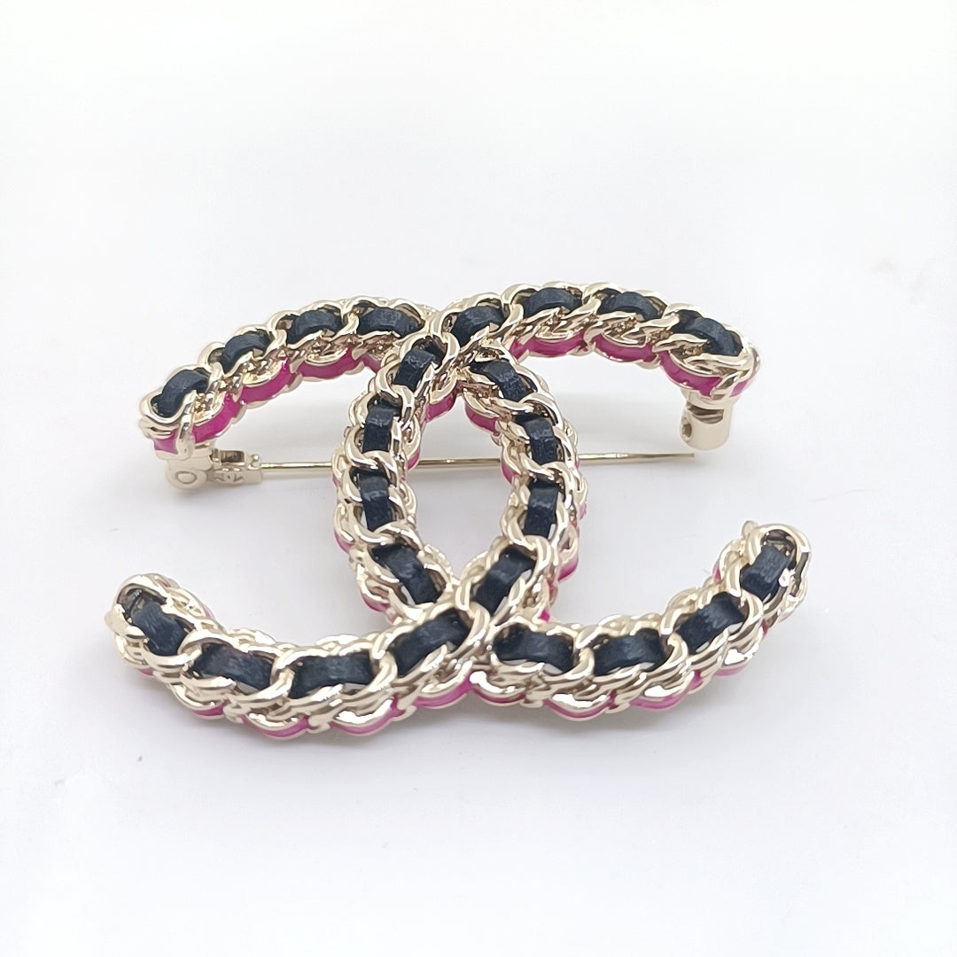 18K Chanel Leather Pink Brooch