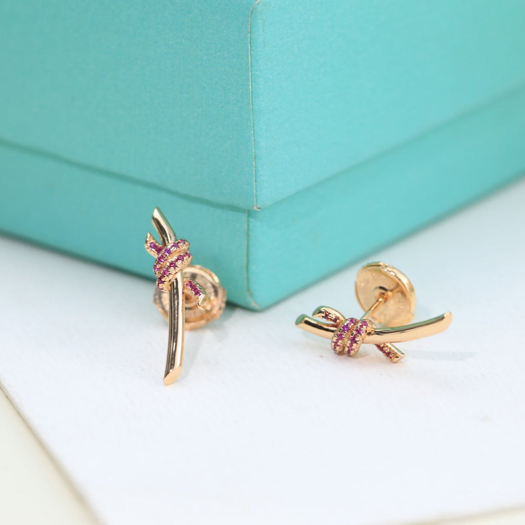 18K Tiffany & Co. Knot Pink Diamonds Earrings