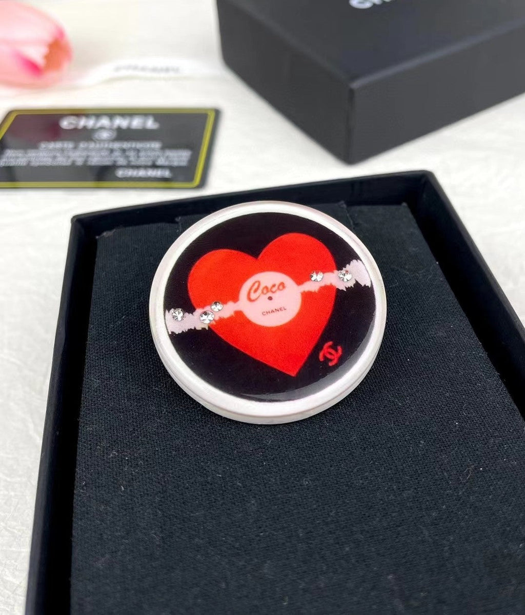 18K Chanel Red Heart Resin Brooch
