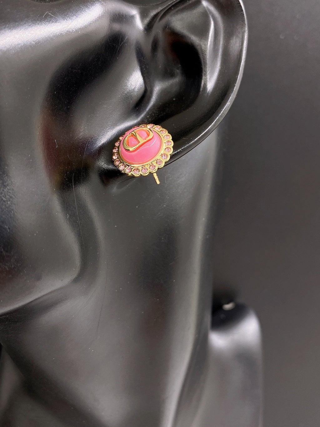 18K Chanel Pink Crystal Earrings