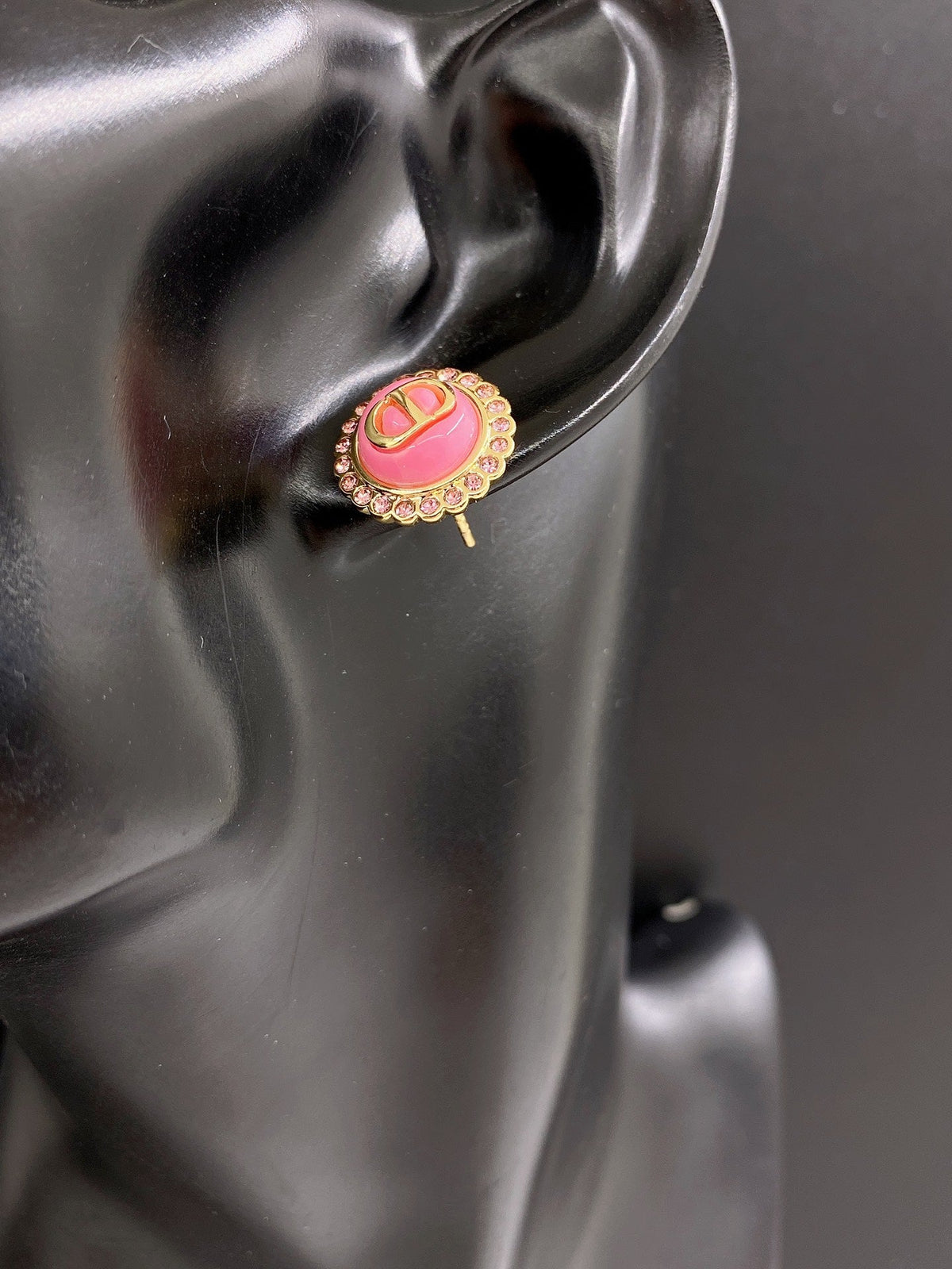 18K Chanel Pink Crystal Earrings