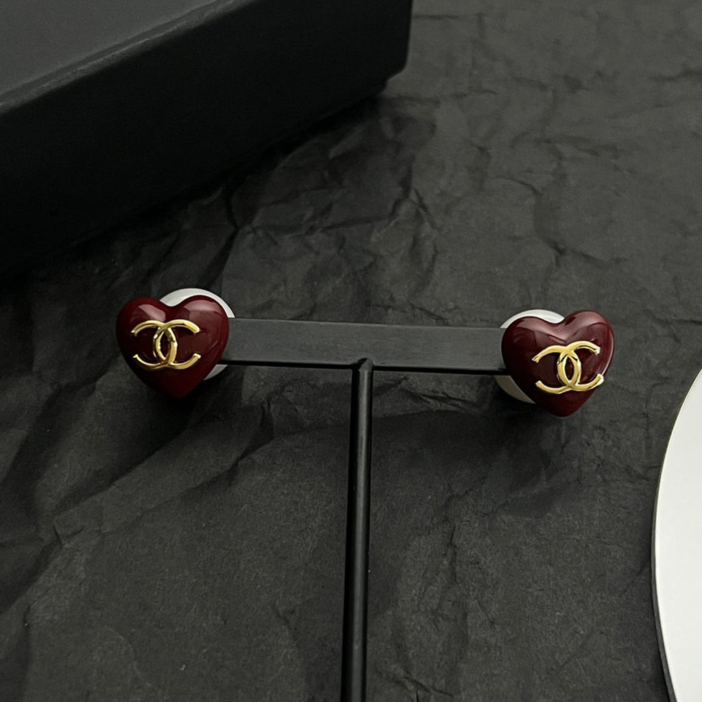 18K Chanel Red Heart Earrings