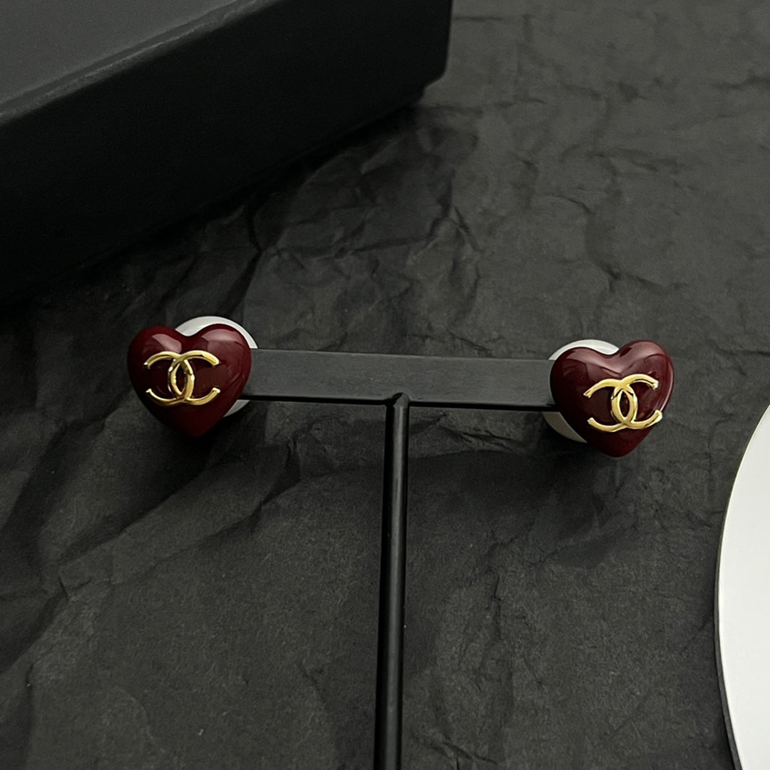 18K Chanel Red Heart Earrings