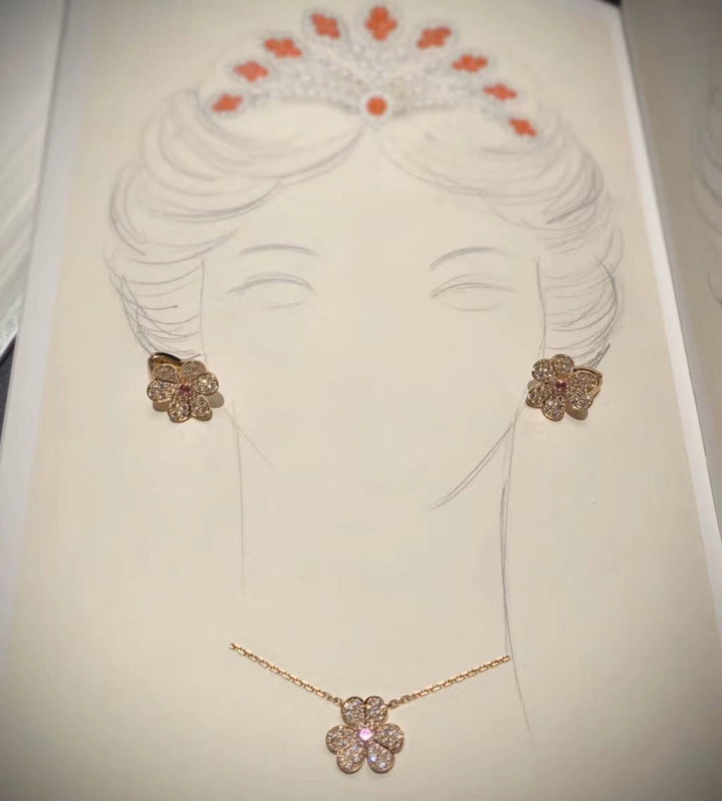 18k Van Cleef & Arpels Frivole Pink Sapphire Earrings