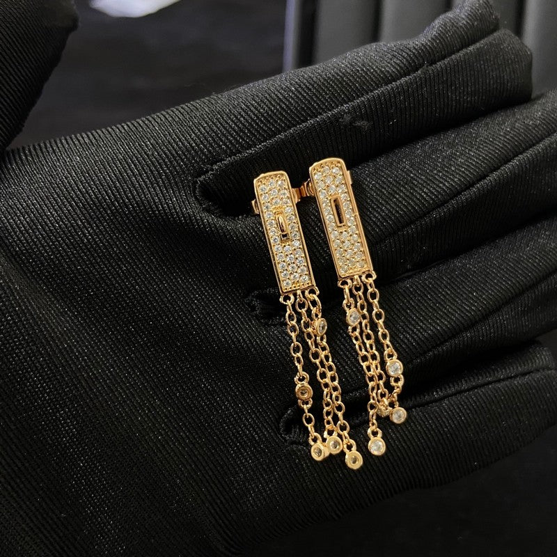18K Hermès Kelly Gavroche Full Diamond Earrings
