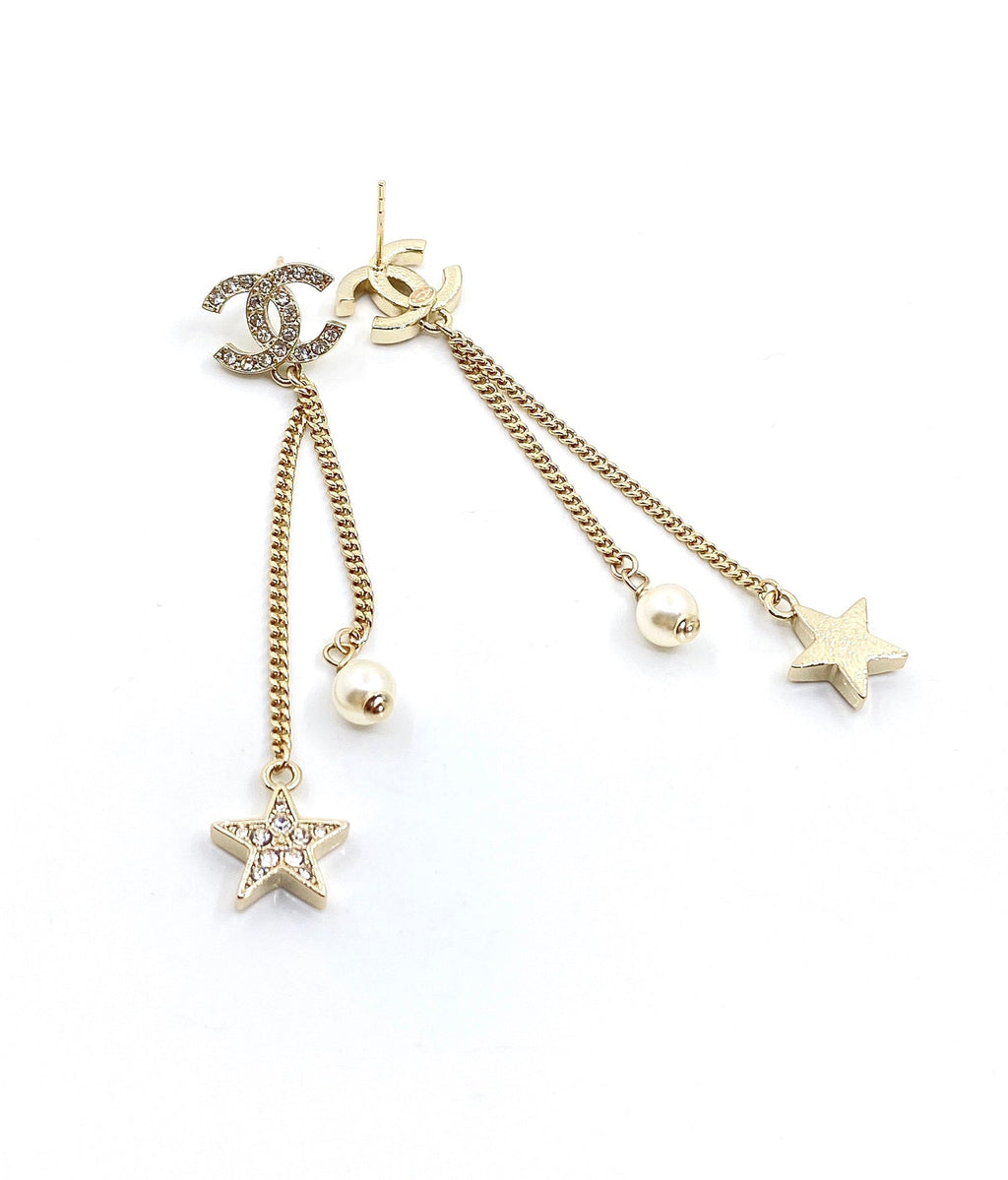 18K Chanel Pearl & Star Earrings