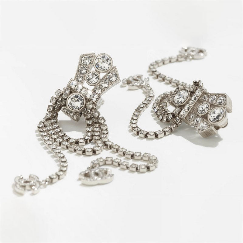 18K Chanel Tassel Crystal Earrings