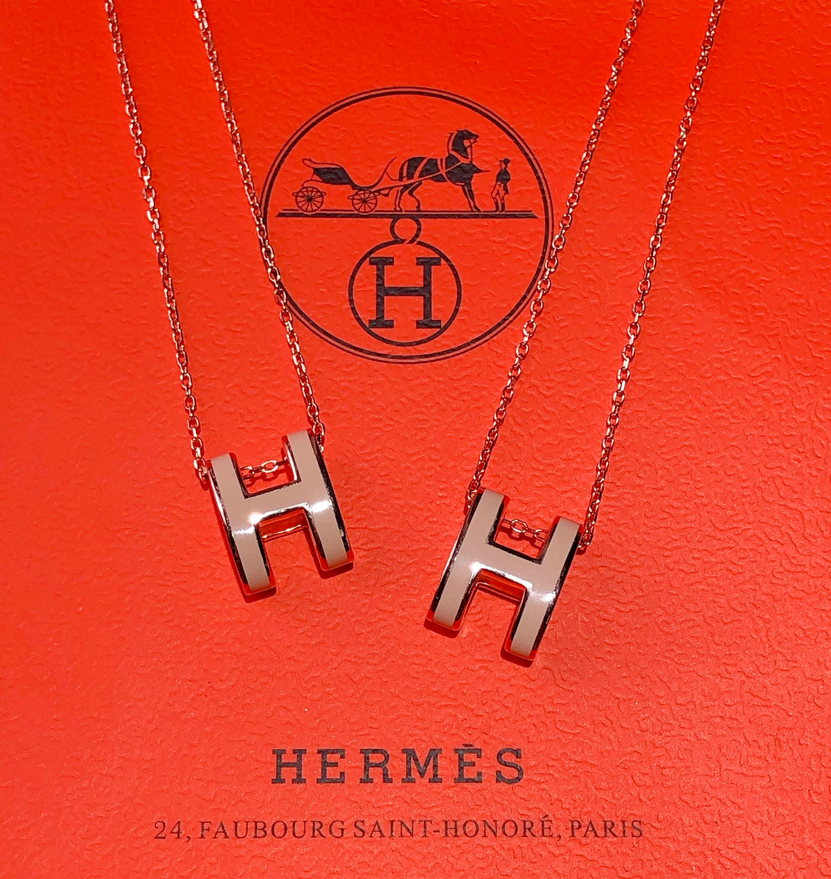 18K Mini Pop Hermès Grey Necklace