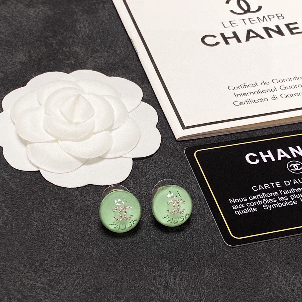 18K Chanel Green Earrings