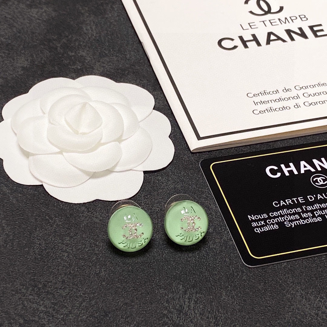 18K Chanel Green Earrings