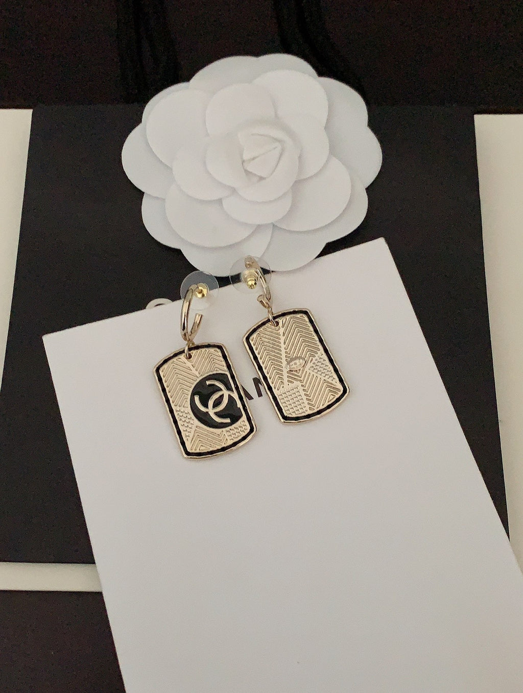 18K Chanel Plate Earrings