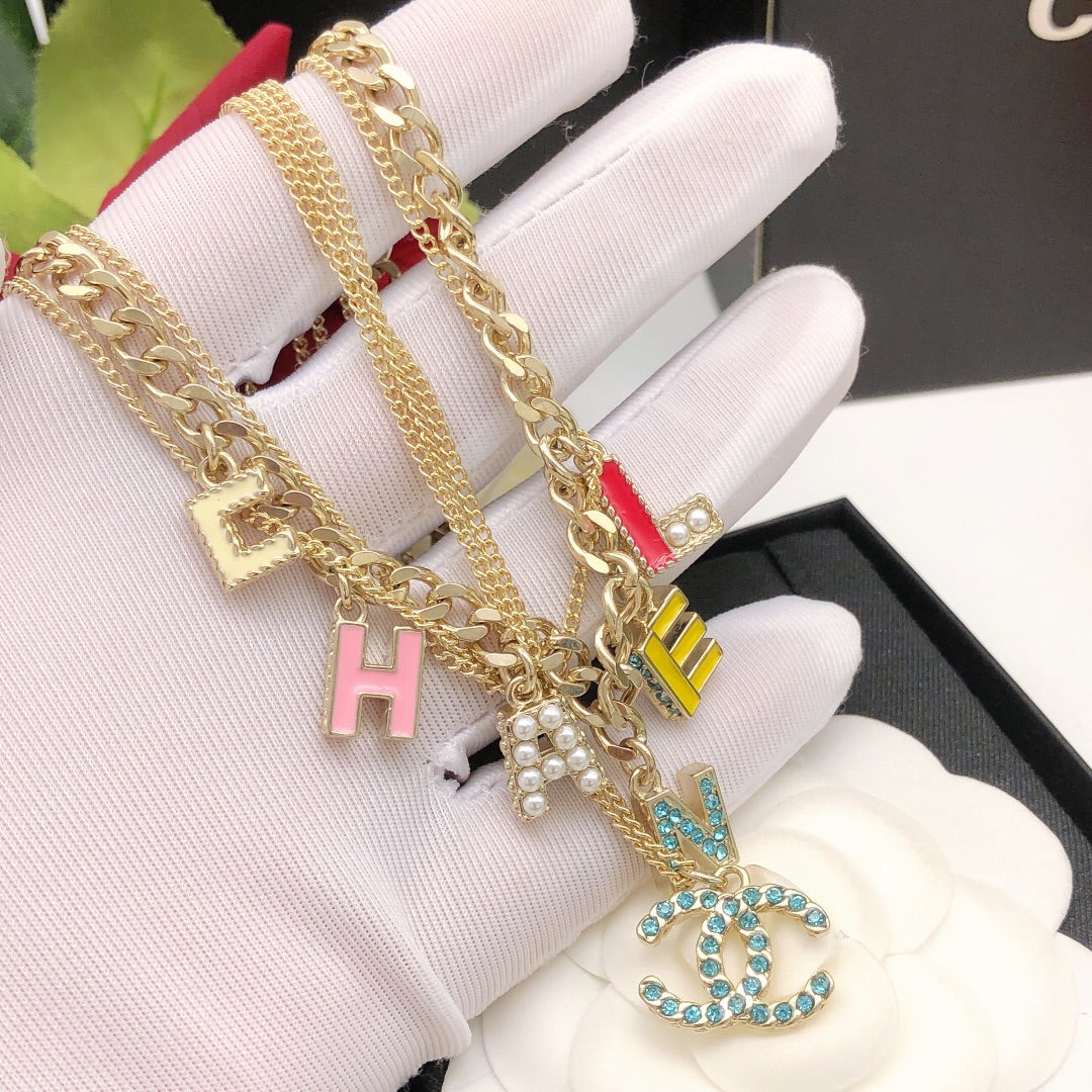 18K Chanel Color Typo Necklace