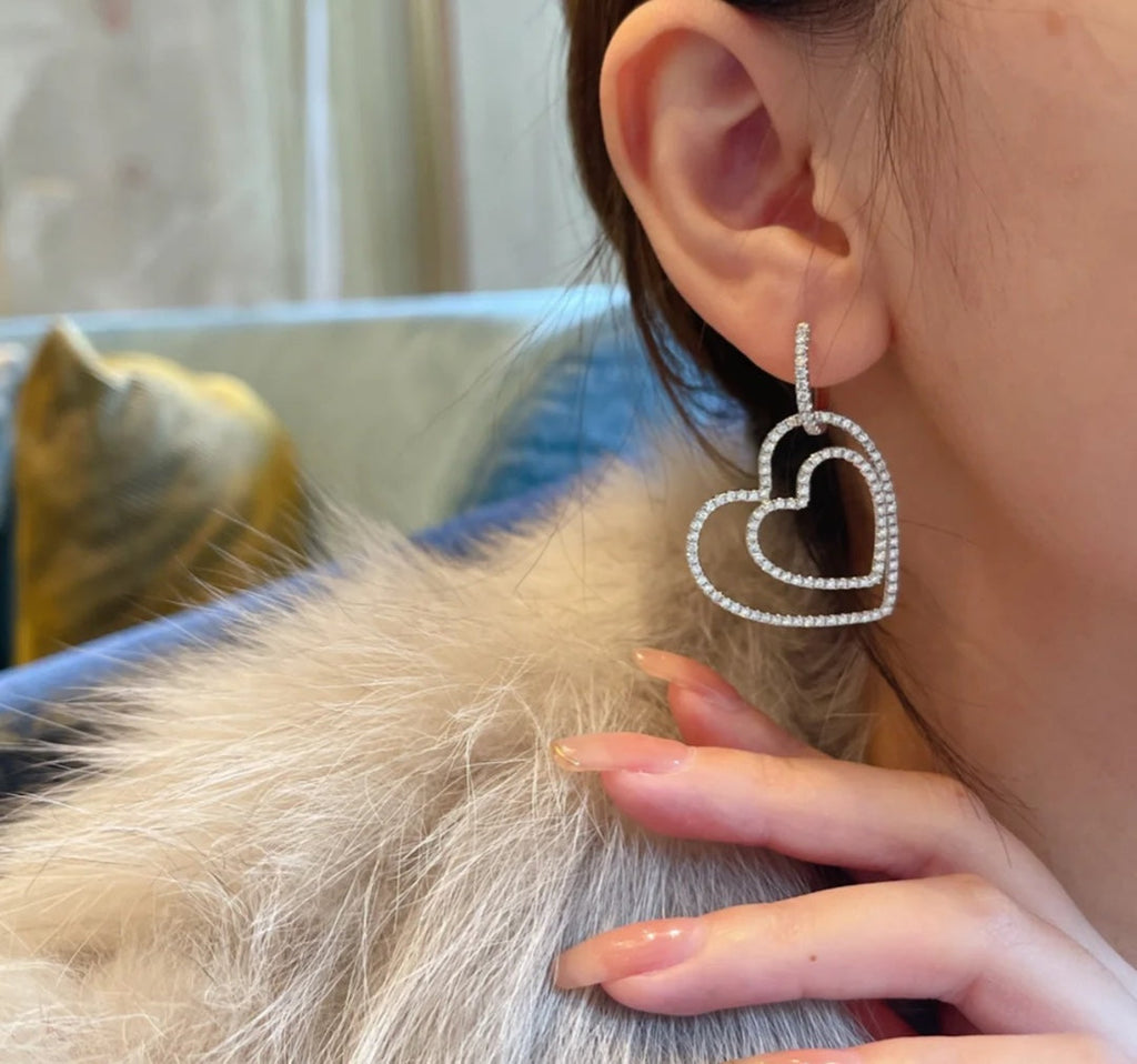 18K Tiffany & Co. Double Heart Diamond Earrings