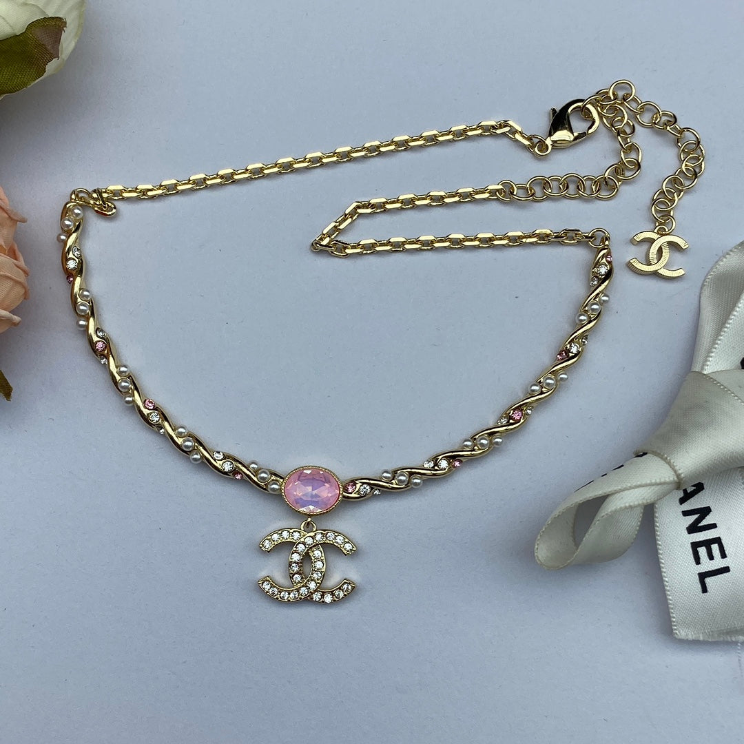 18K Chanel Pink Crystal Necklace