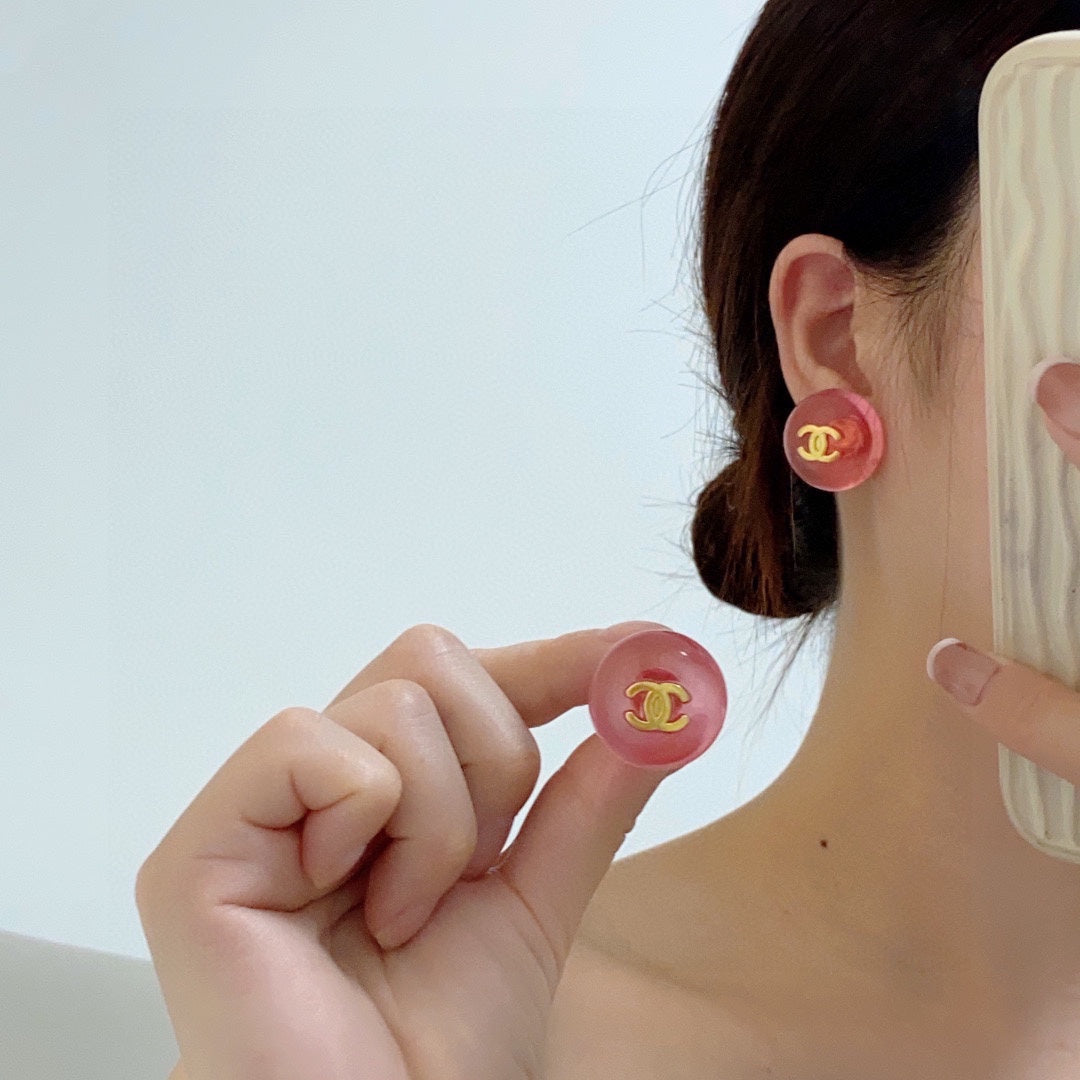 18K Chanel Pink Crystal Earrings