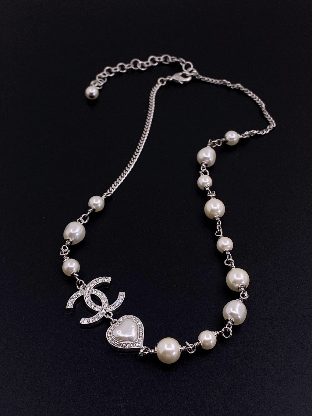 18K Chanel Pearls Crystals Necklace