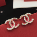 18K Chanel Pink Resin Crystals Earrings