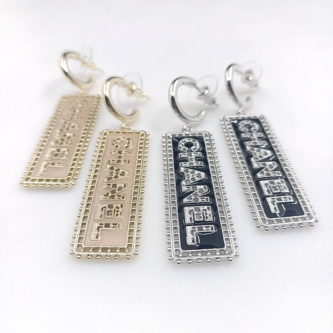 18K Chanel Typo Drop Earrings
