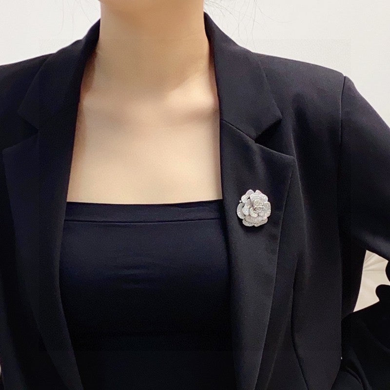 18K Chanel Full Diamond Camellia Brooch