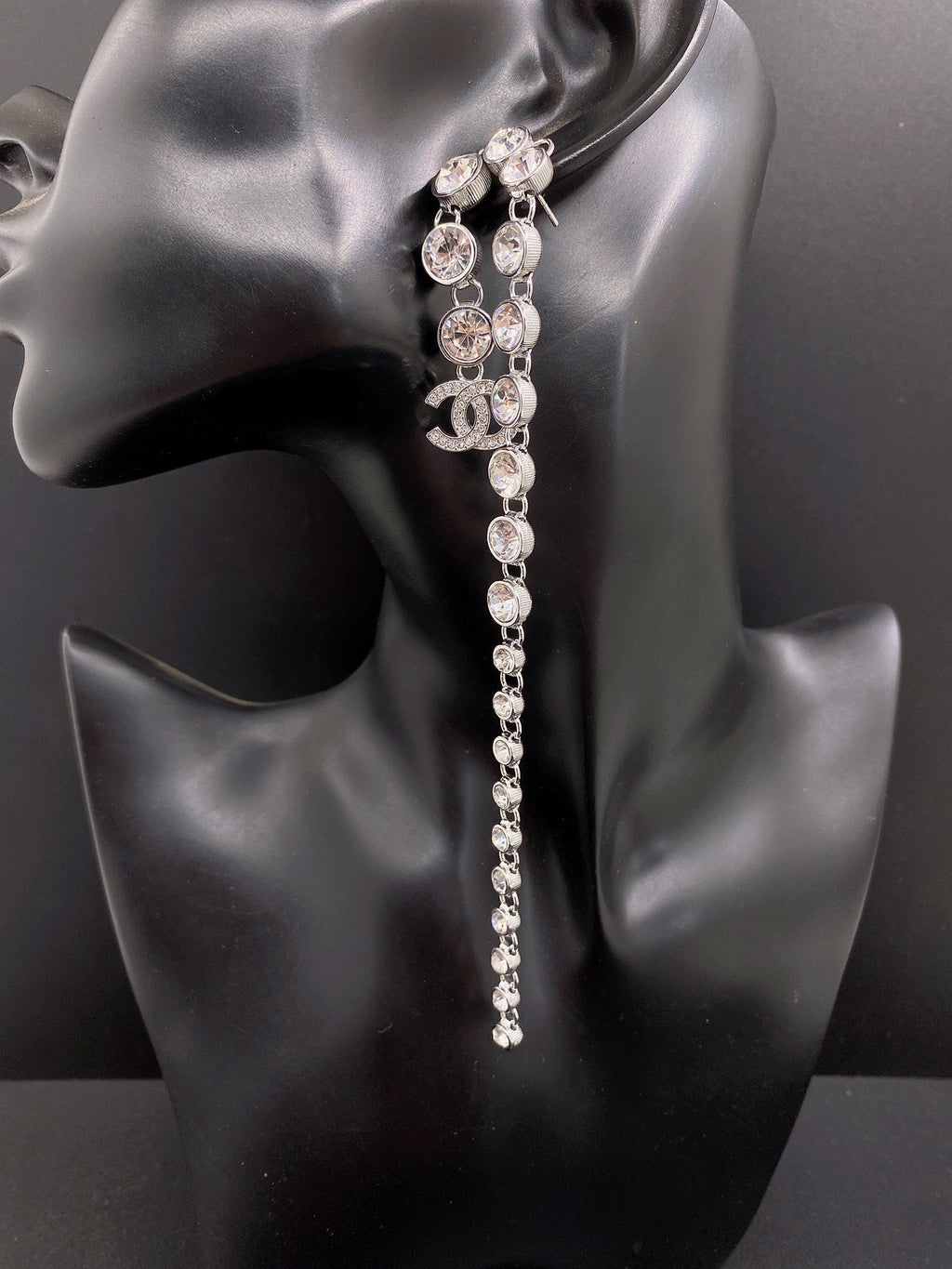 18K Chanel Long Crystal Earrings