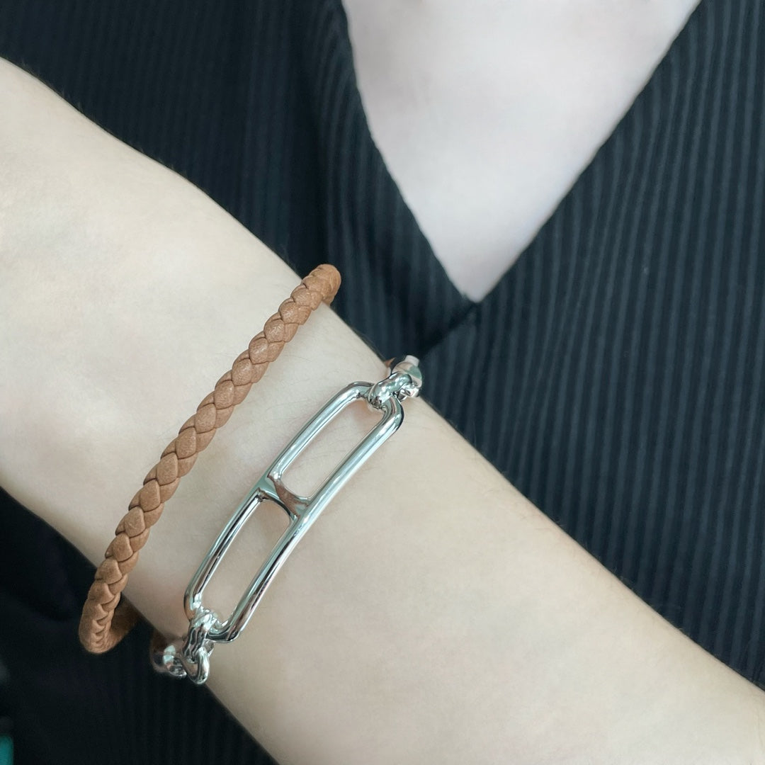18K Roulis Double Tour Brown Hermès Bracelet