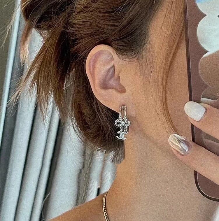 18K Chanel Diamond Pendant Earrings