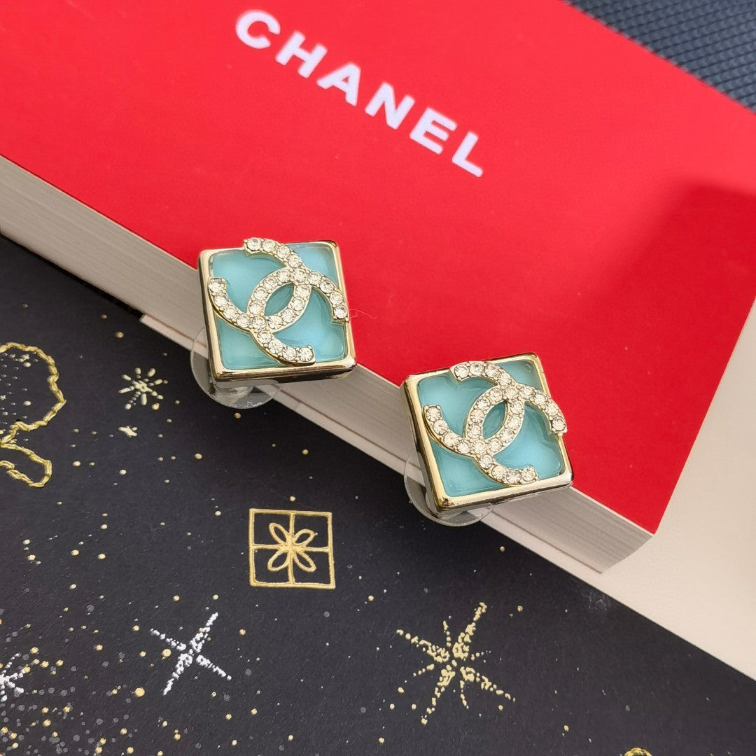 18K Chanel Blue Resin Earrings