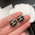 18K Chanel Black & White Diamond Gold Earrings