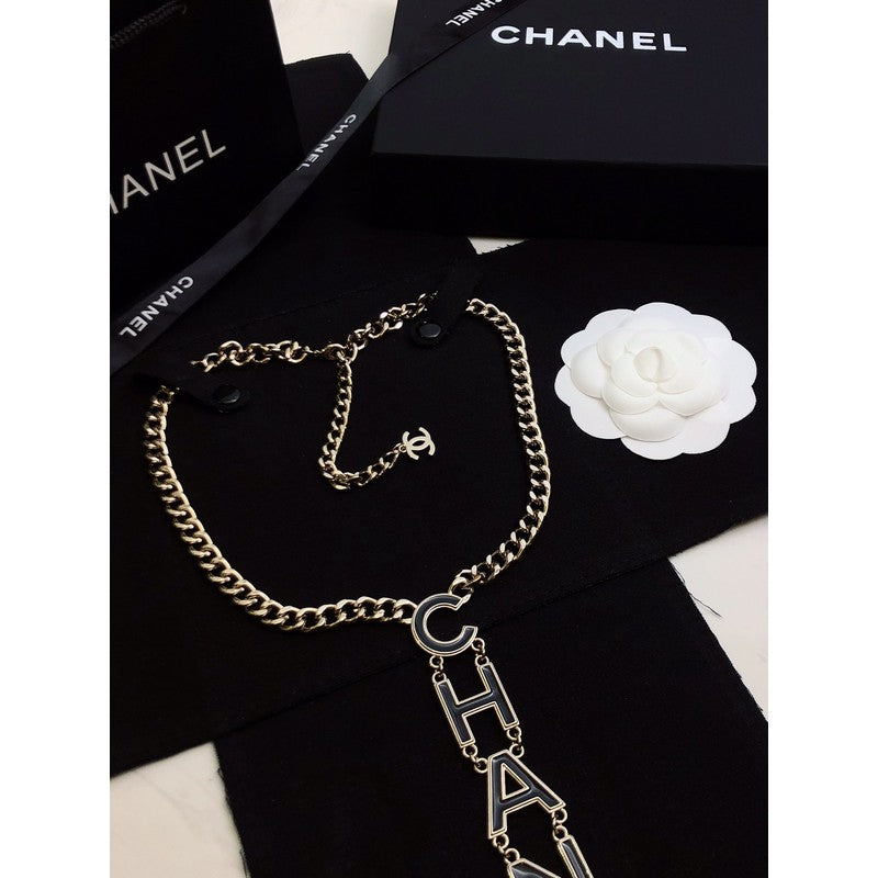 18K Chanel 22S Big Black Logo Necklace