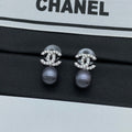 18K Chanel Pearl Drop Gold Earrings