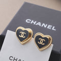 18K Chanel Black & Red Heart Earrings
