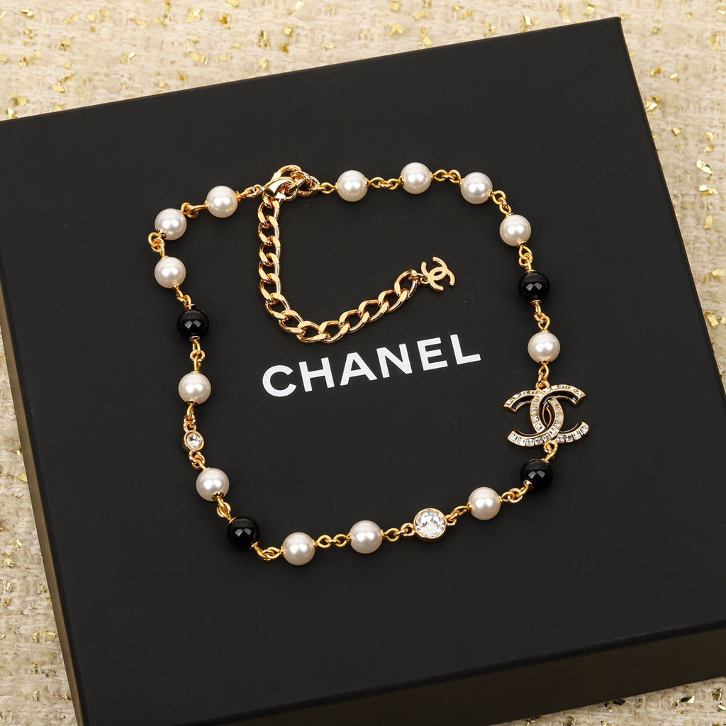 18K Chanel Black Pearls Necklace