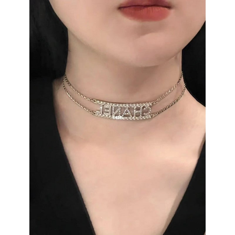 18K Chanel Letter Diamond Choker Necklace