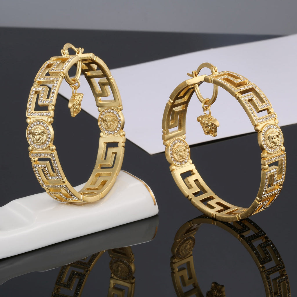 18K Versace Round Crystals Earrings