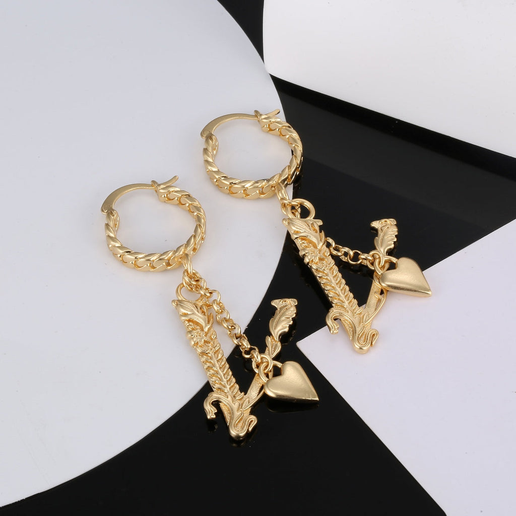 18K Valentino Heart Long Earrings